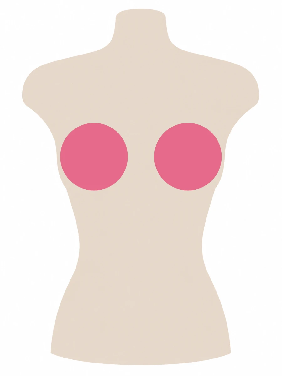 Illustrated UK 34F bra size diagram showing F cup volume on a 34 band torso