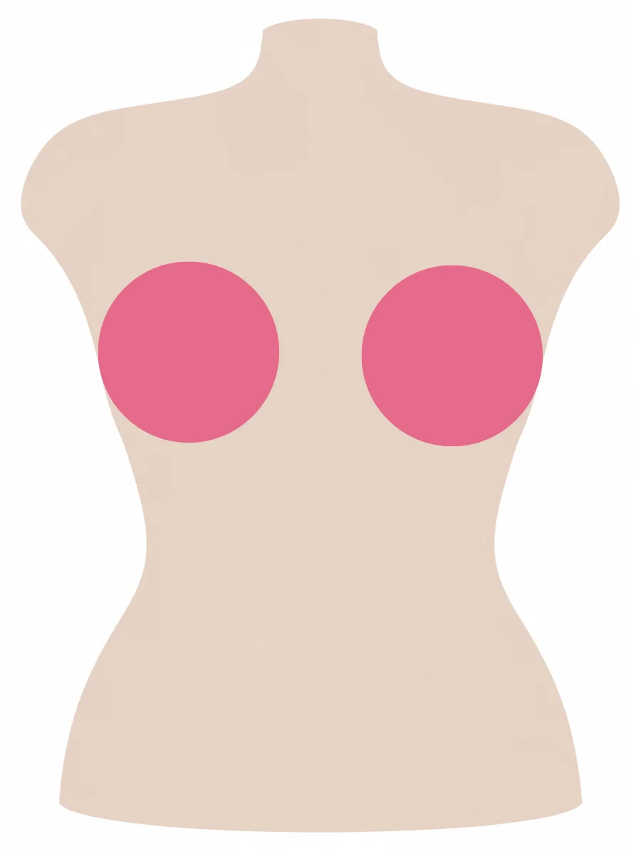 Illustrated UK 42E bra size diagram showing E cup volume on a 42 band torso