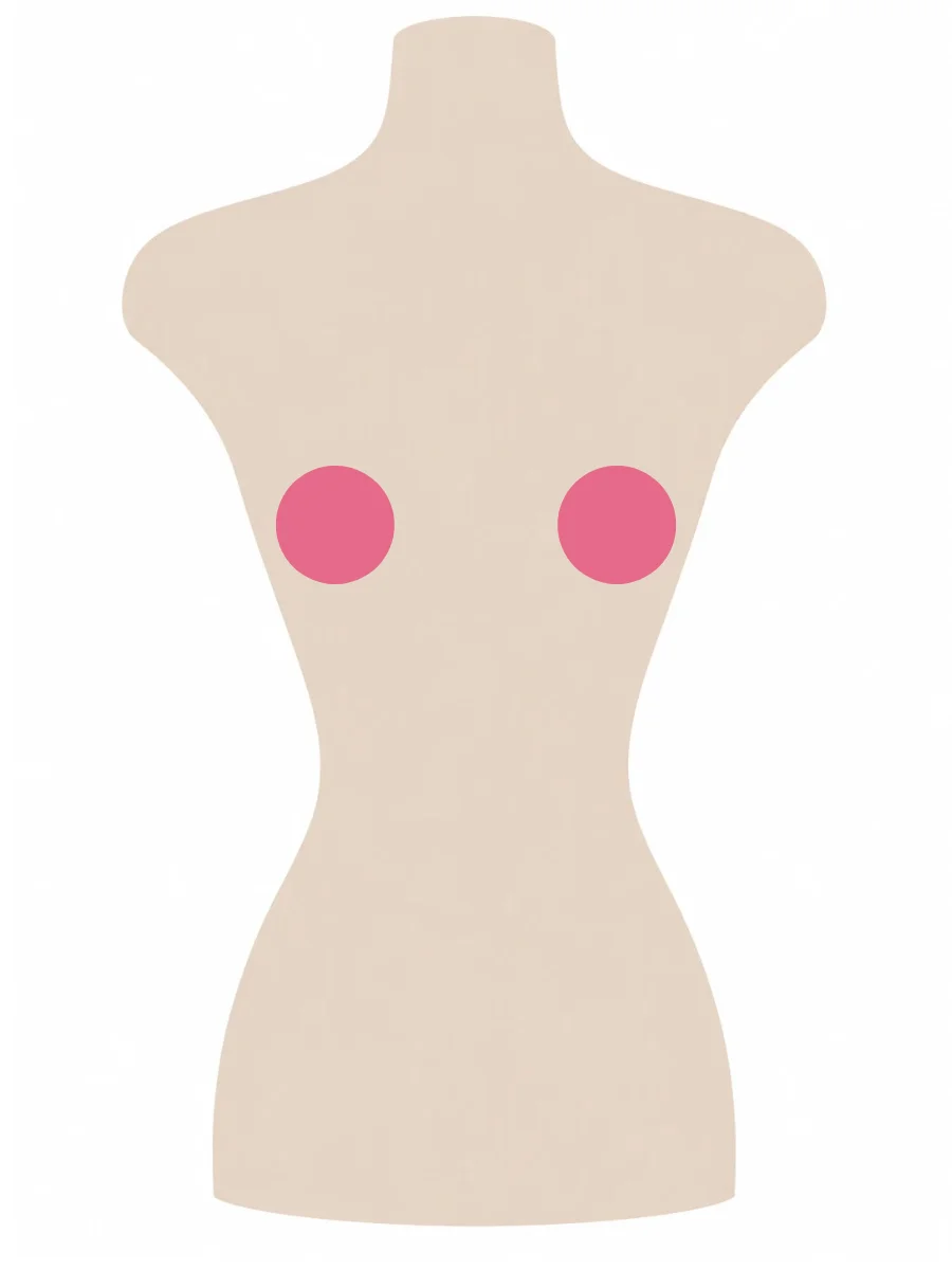 Illustrated UK 30A bra size diagram showing A cup volume on a 30 band torso