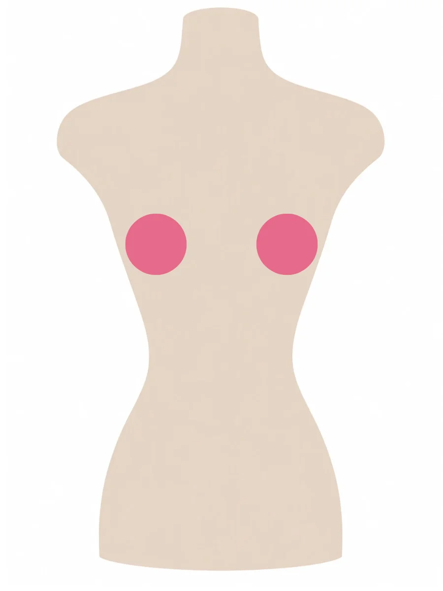 Illustrated UK 30B bra size diagram showing B cup volume on a 30 band torso