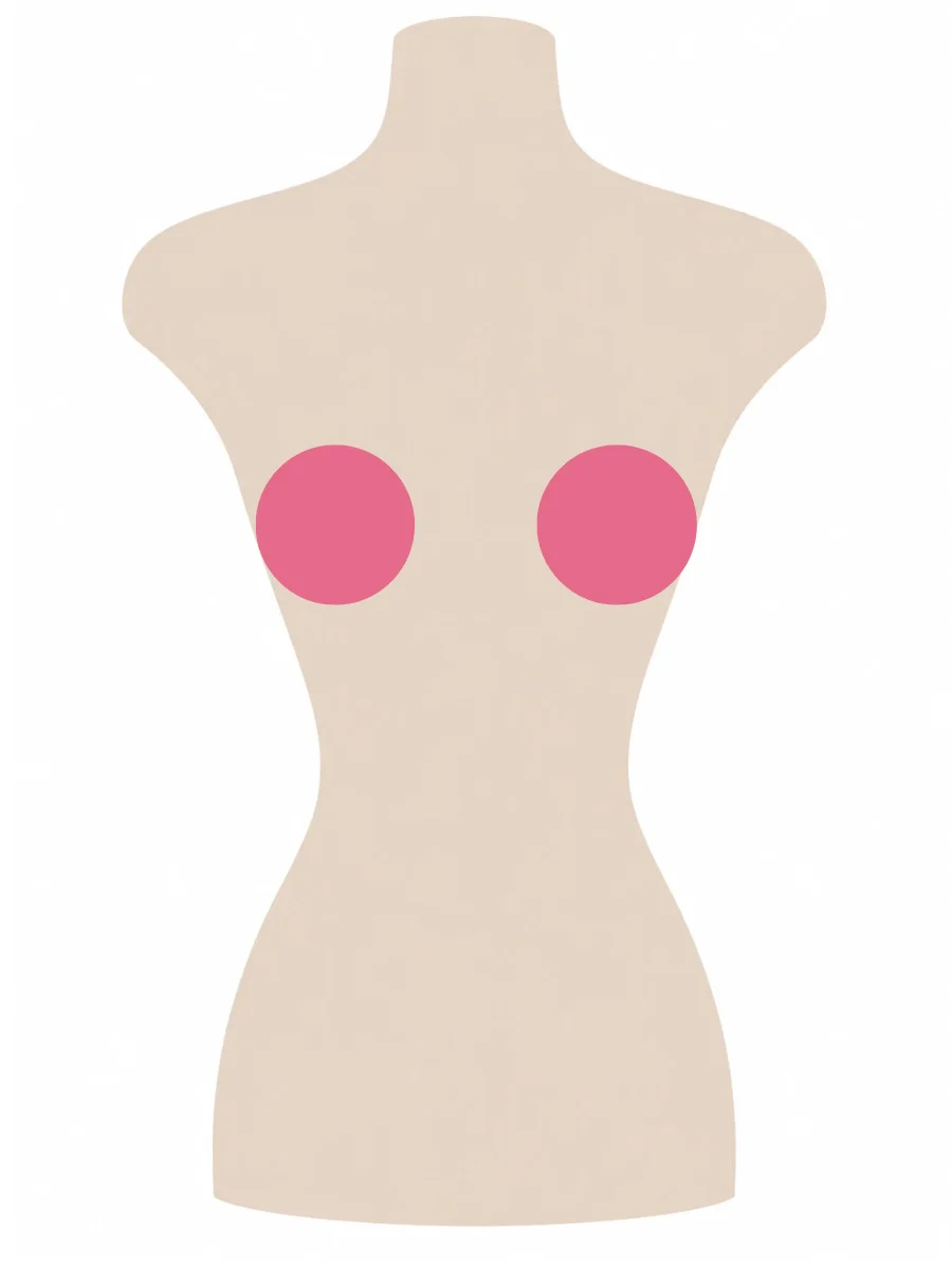 Illustrated UK 30D bra size diagram showing D cup volume on a 30 band torso
