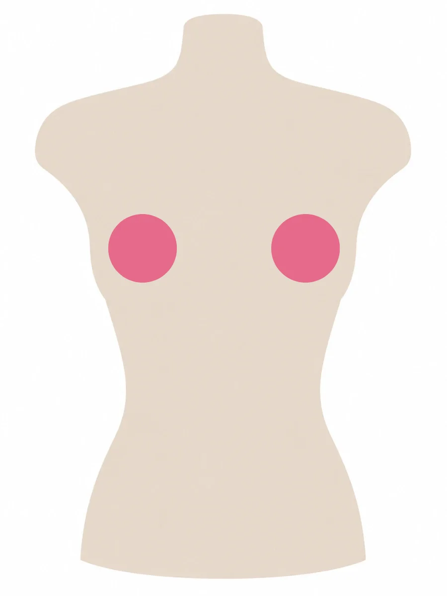 Illustrated UK 34A bra size diagram showing A cup volume on a 34 band torso