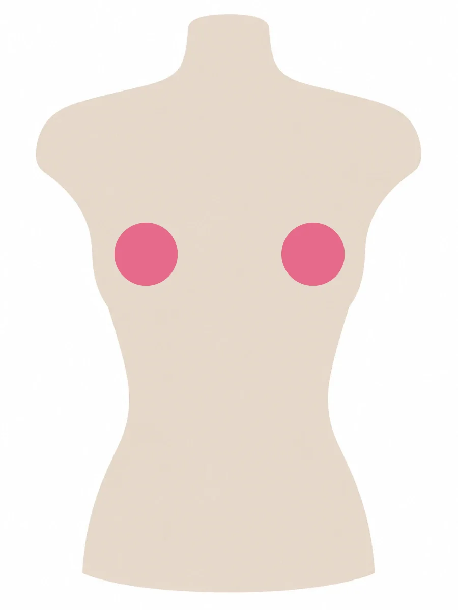 Illustrated UK 34AA bra size diagram showing AA cup volume on a 34 band torso