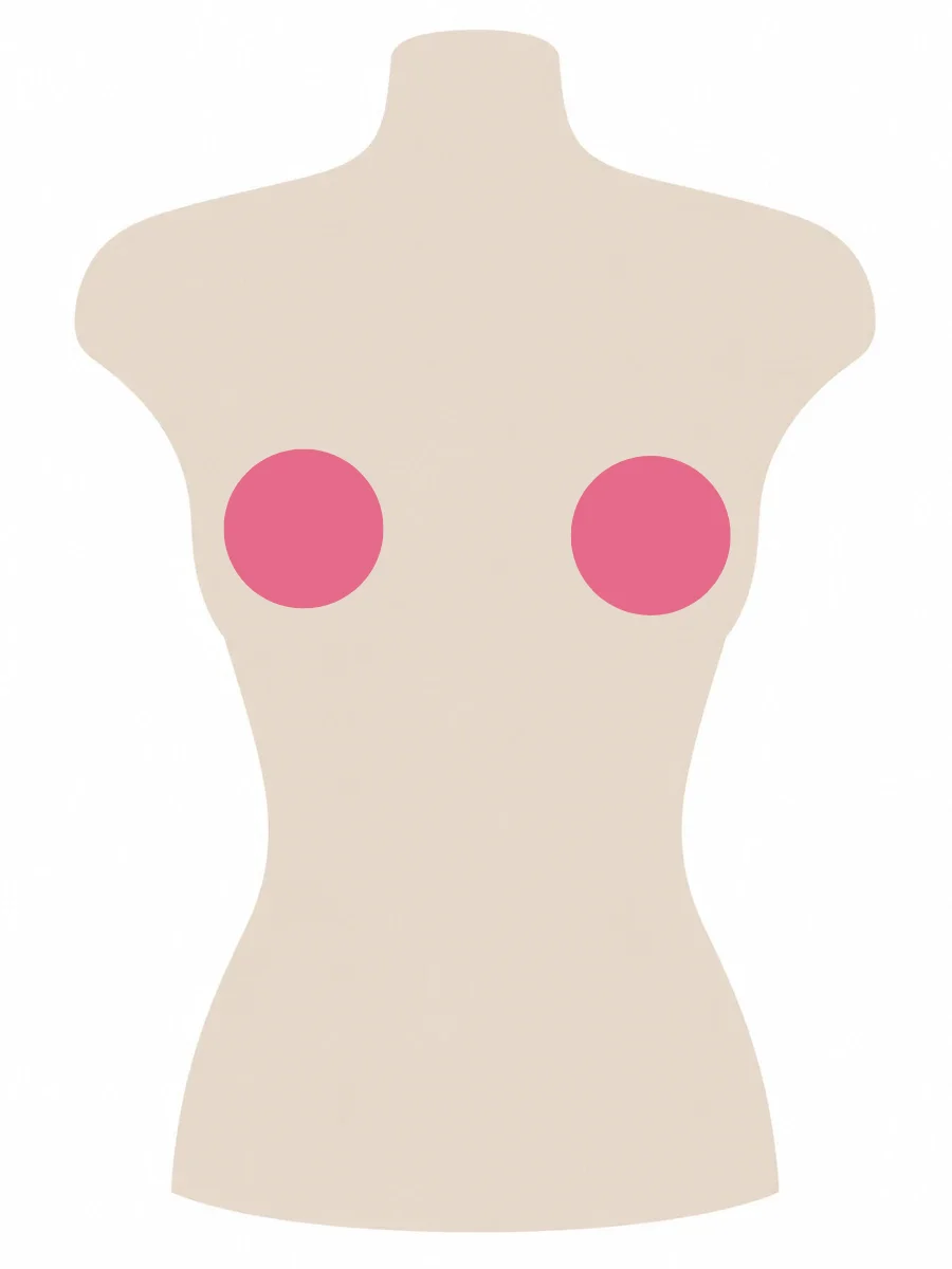 Illustrated UK 34B bra size diagram showing B cup volume on a 34 band torso