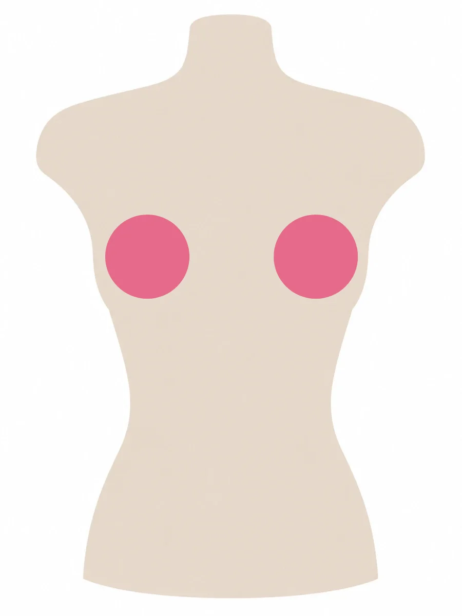 Illustrated UK 34C bra size diagram showing C cup volume on a 34 band torso