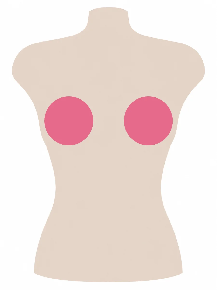 Illustrated UK 38D bra size diagram showing D cup volume on a 38 band torso