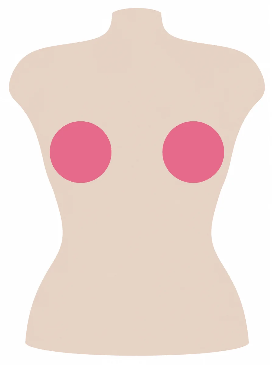 Illustrated UK 42B bra size diagram showing B cup volume on a 42 band torso